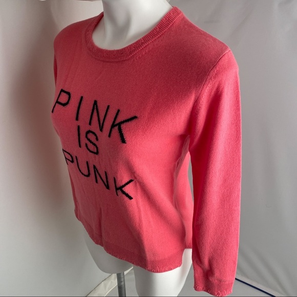 Valentino PINK IS PUNK pink and black graphic lightweight wool cashmere sweater - Picture 4 of 14